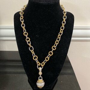 DSMK Stainless Steel Curblink silver and gold necklace